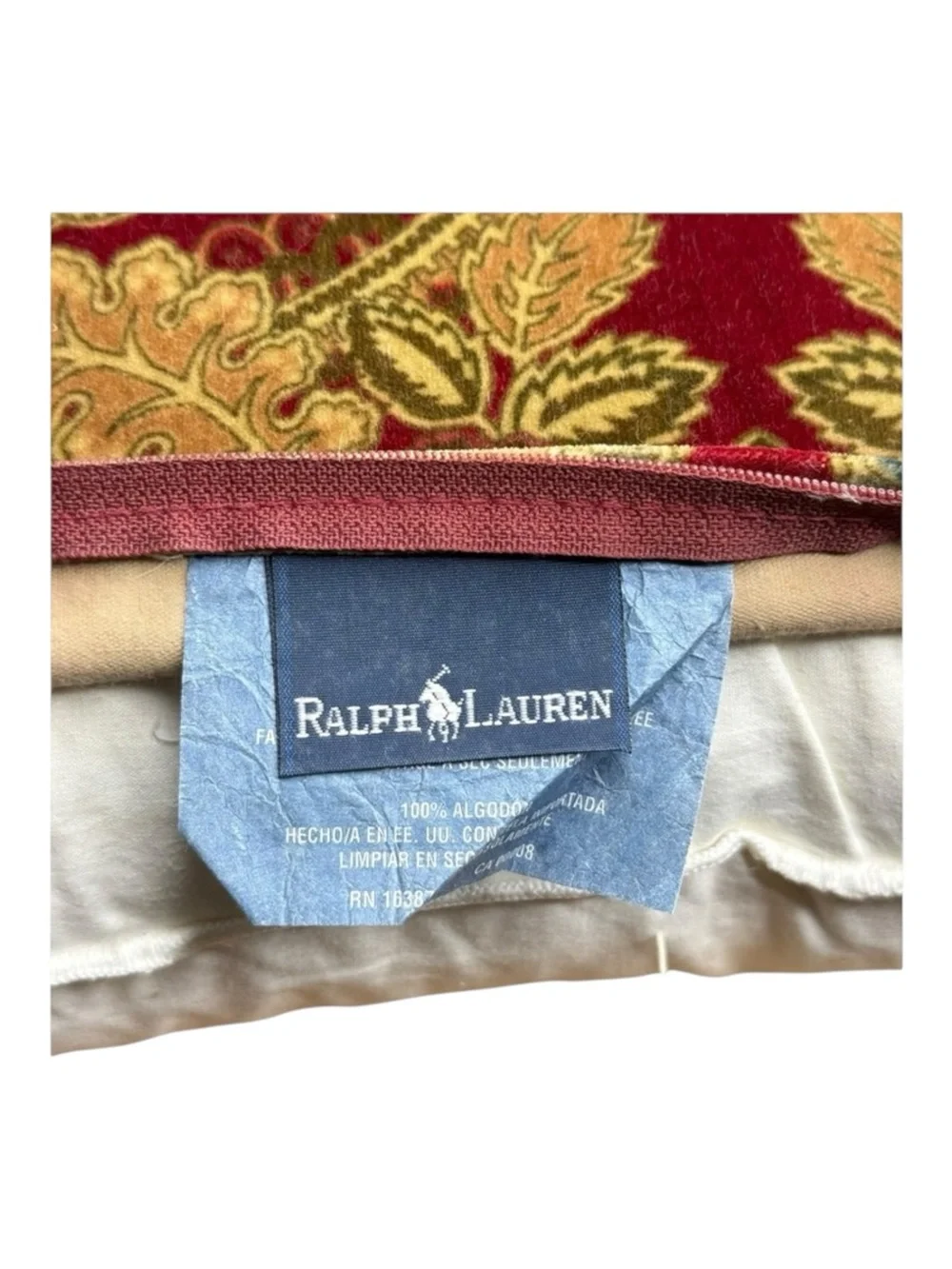 Ralph Lauren 𑗋 2 Red Jardiniere Velvet Throw Pillows 𑗋 Bed Sofa 𑗋 New Bohemian